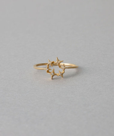 ete K10 #3 ゴールド ダイヤモンド型リング レイヤード] K10YG ダイヤモンド リング（721221） ｜ women