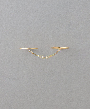 [デュー] K18YG ダイヤモンド チェーンツインリング