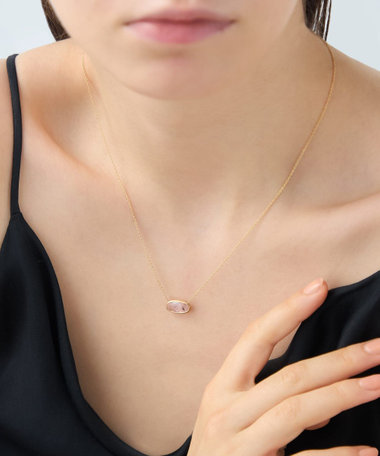 [デュー] K18YG ローズクォーツ ネックレス