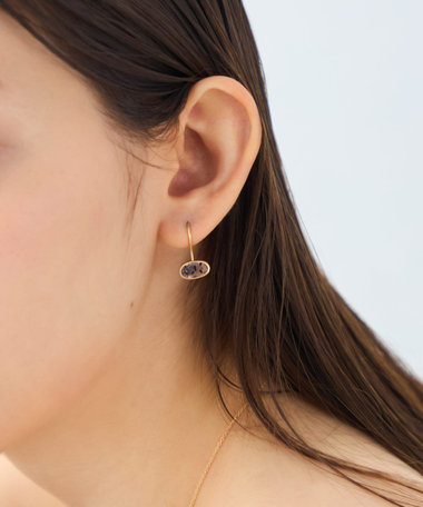 [デュー] K18YG ローズクォーツ ピアス