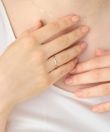 [アイシーヴェール] K10IGG ダイヤモンド グリント リング