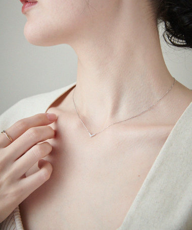 [レイヤード] K10WG ダイヤモンド ネックレス