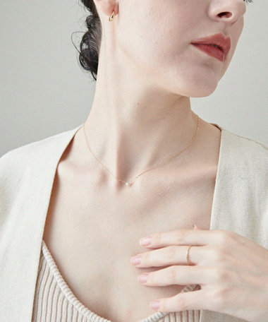 [レイヤード] K10YG パール/ダイヤモンド ネックレス