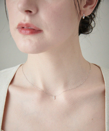 [レイヤード] K10WG ダイヤモンド バー ネックレス