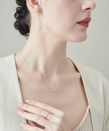 [レイヤード] K10YG ダイヤモンド プレート ネックレス