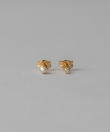 ピース] K10YG ダイヤモンド パール ピアス（771534） ｜ women 