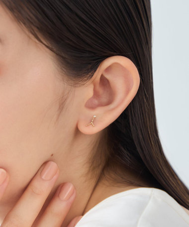 [ゾディアック] K10YG ダイヤモンド ピアス /かに座