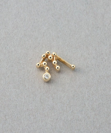 [ゾディアック] K10YG ダイヤモンド ピアス /みずがめ座