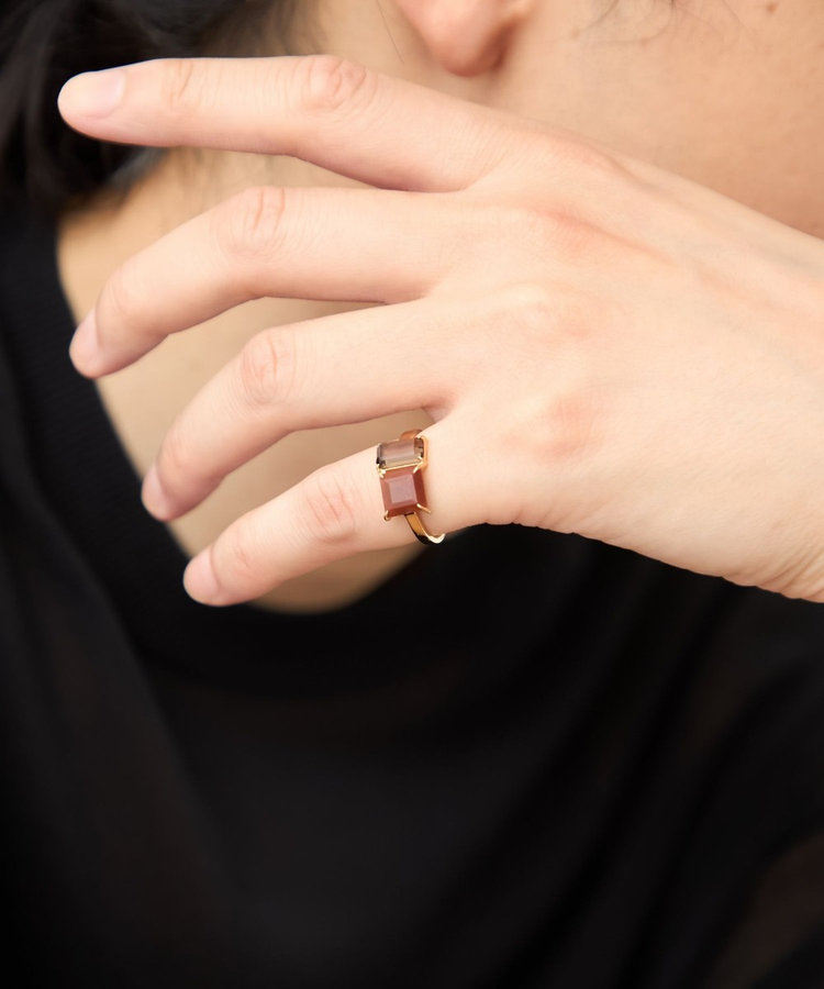 タイル] レッドジャスパー/スモーキークォーツ リング（821565