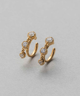 ete エテ スイングピアス　イエローゴールド ジルコニア　スイングピアス　両耳 ビジュー サークル ピアス（ピアス（両耳用））｜ete（エテ）の