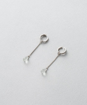 ete/ナチュラルストーン ロングチェーン ピアス/シャンパン