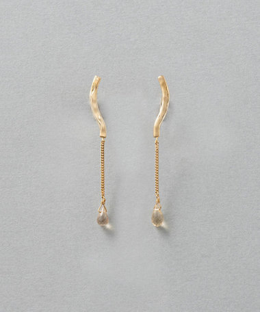 シャンパンクォーツ ドロップ イヤリング