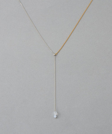 [アシンメトリー] ナチュラルストーン バイカラー ロングネックレス