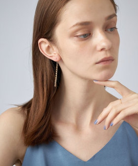 ete フープピアス チェーンフリンジ付き ペタルチェーン フリンジ ピアス（872234-35-36） ｜ women