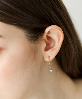 ete ゴールド パール チェーンピアス レイヤード] パール チェーン ピアス（872315） ｜ women