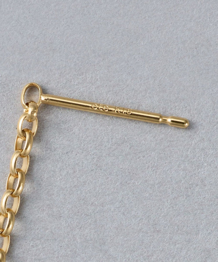 ete ゴールド パール チェーンピアス レイヤード] パール チェーン ピアス（872315） ｜ women