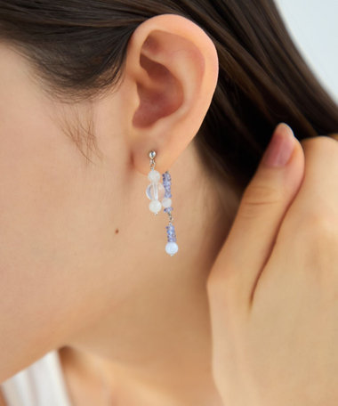 [アシンメトリー] ナチュラルストーン ピアス