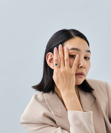 [フォークリング] マラカイト×ジルコニア