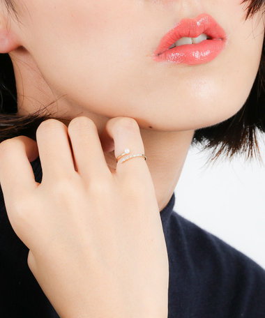 フォークピンキー ジルコニア×パール