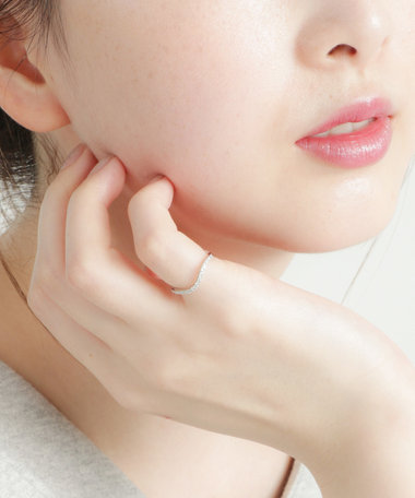 ウェーブ ジルコニア ピンキーリング