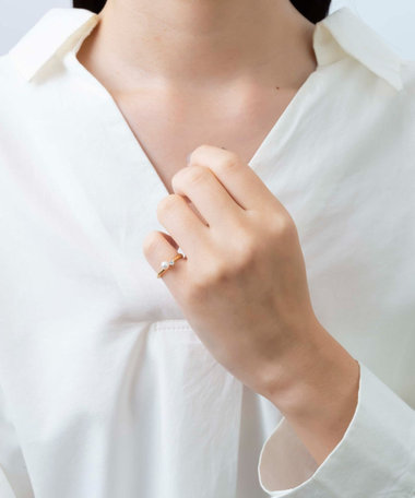 ピンキーリング パール×ジルコニア