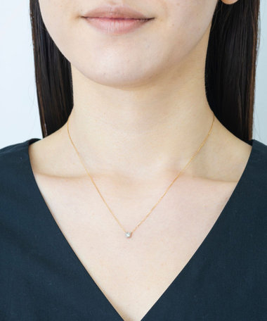 K10YG/WG コンビカラー ダイヤモンド ネックレス