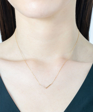 K10YG ソリッド ダイヤモンド ネックレス