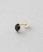 海外通販サイト ブランド ピンズ] K10YG ピアス ブラックカルセドニー（037673） ｜ women アクセサリー