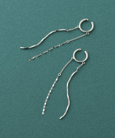 ダブルフェイスイヤリング チェーン×ツイスト