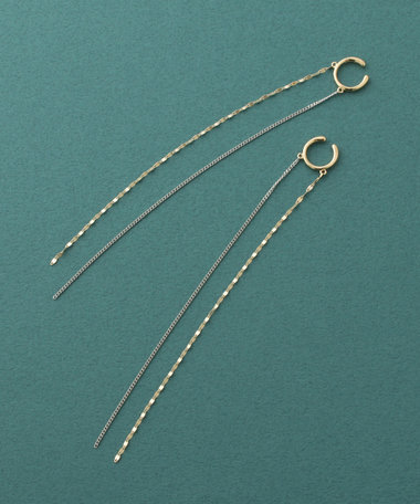 ダブルフェイスイヤリング ロングチェーン