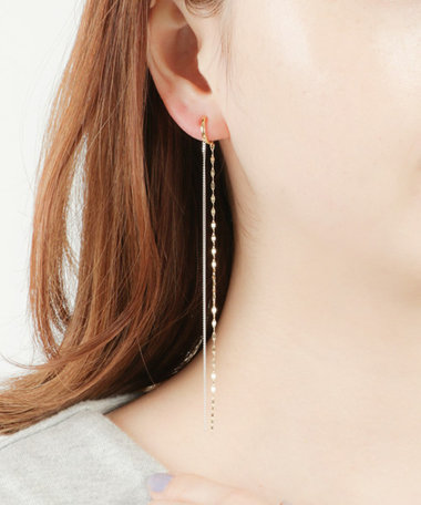 ダブルフェイスイヤリング ロングチェーン