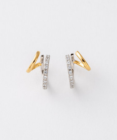 Jouete ダブルピアス ジルコニア×パール ダブルピアス ジルコニア×パール コンビカラー（075640