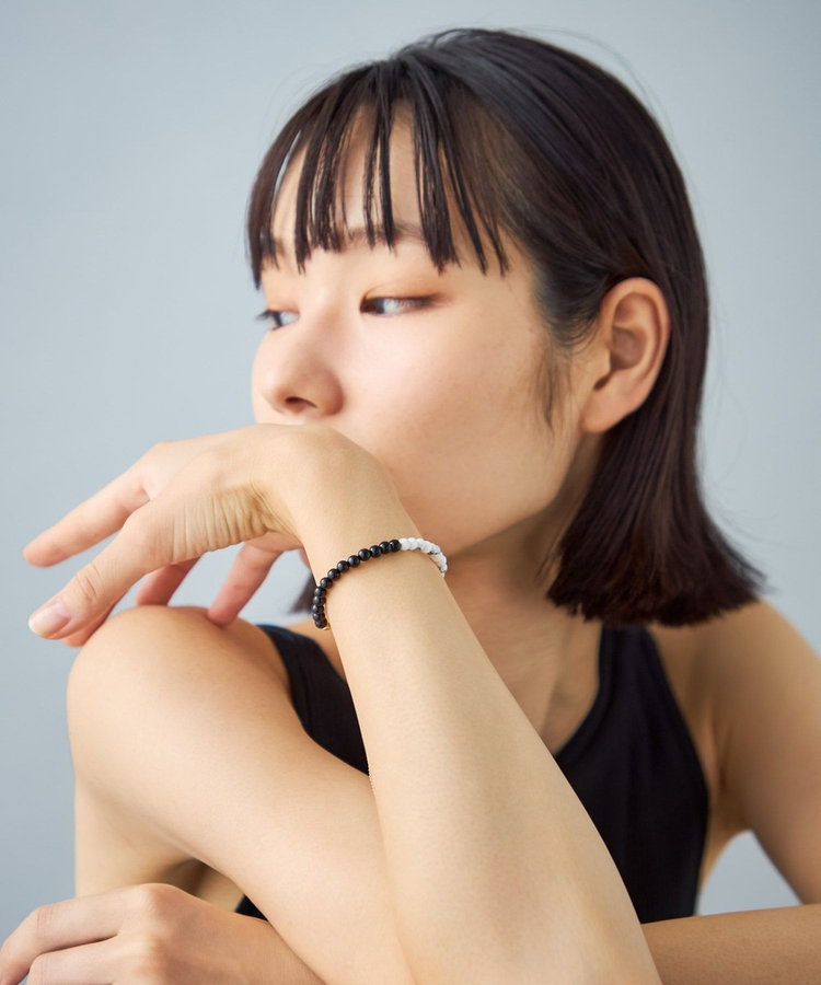 先行予約】[スライドブレス] ブラックカルセドニー×マグネサイト