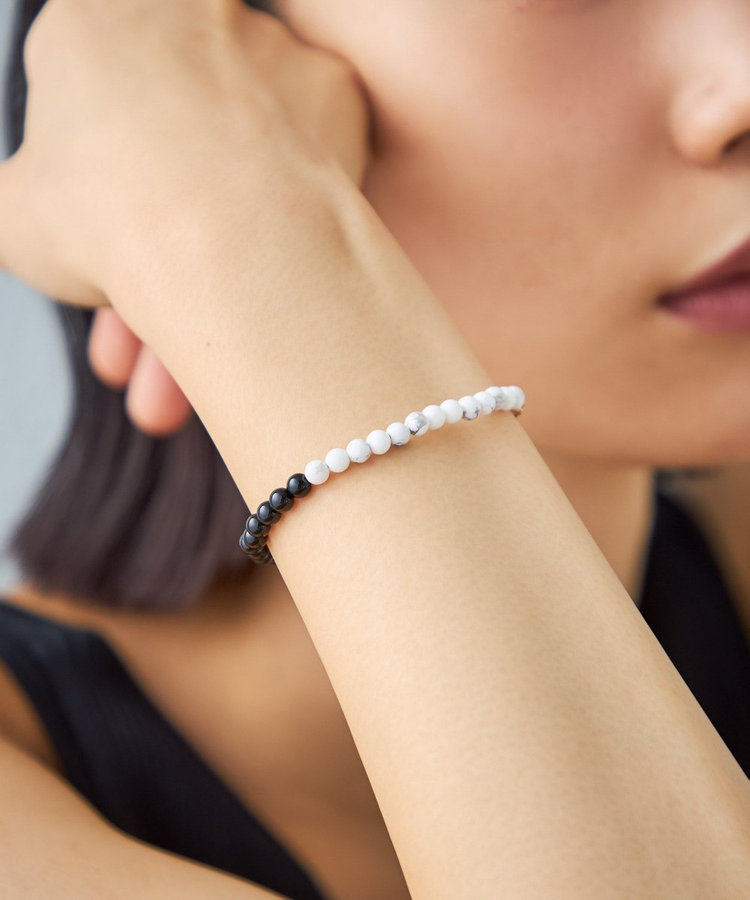 先行予約】[スライドブレス] ブラックカルセドニー×マグネサイト