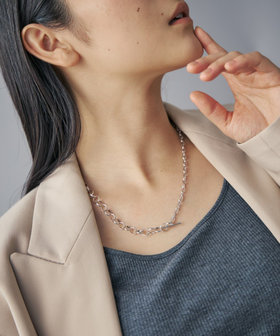 アクセサリー J DX1378 Two-Tone Stainless Steel Choker Necklace｜シルバー