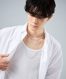 ゴールド＆パールのコンビネックレス、ピアスのセット ネックレス パール 一粒 K18 ピアス パールピアス 金属