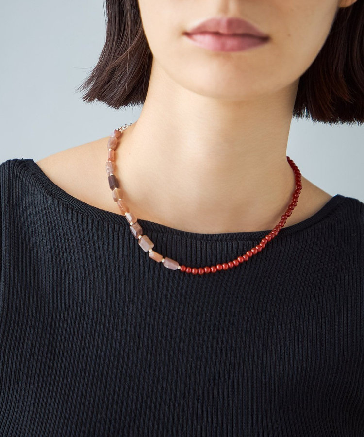 ジェム] ネックレス ムーンストーン×レッドアベンチュリン（065332