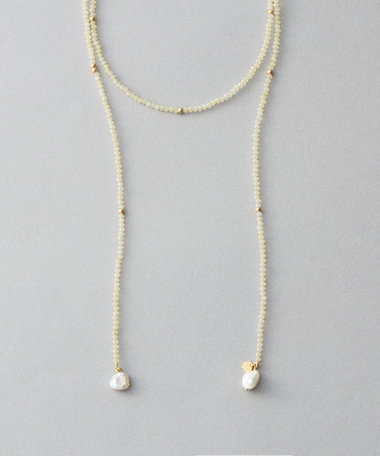 [ラリエット] パール×ビーズ