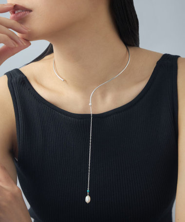 [モーラ] チョーカー パール×ターコイズ