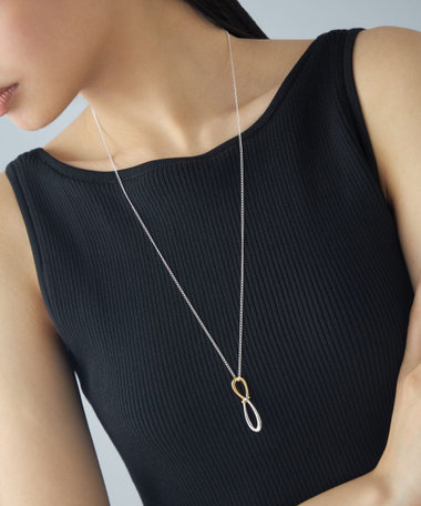 [ステートメント] ネックレス ノット コンビカラー