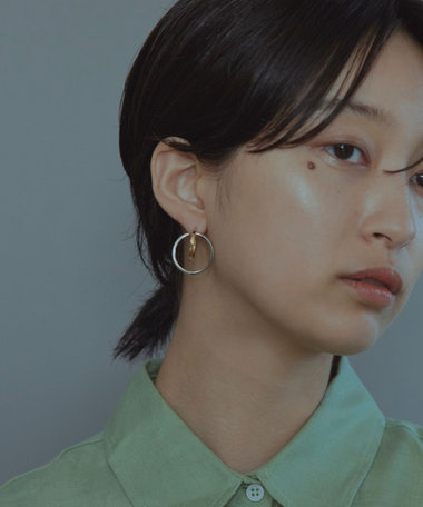 サークルピアス ジオメトリック コンビカラー