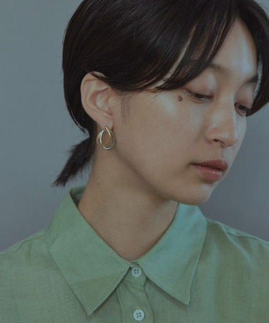 サークルピアス ティアドロップ コンビカラー