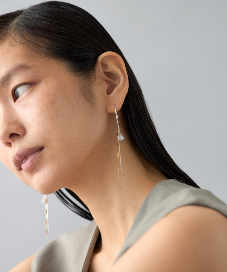 ピアス ブルーカルセドニー コンビカラー（075897） ｜ women
