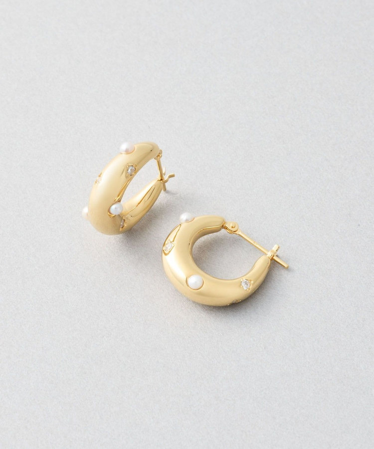 フープピアス パール×ジルコニア（075913） ｜ women