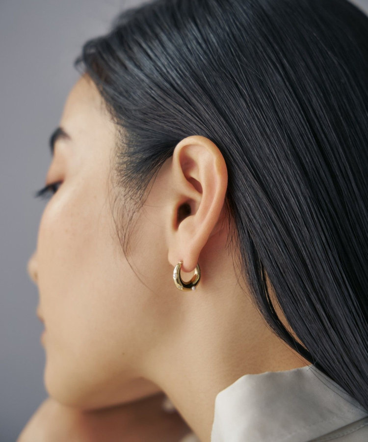 フープピアス パール×ジルコニア（075913） ｜ women