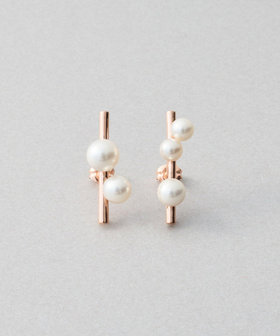 ピアス カラーパール アシンメトリー