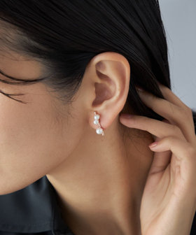 ピアス カラーパール アシンメトリー