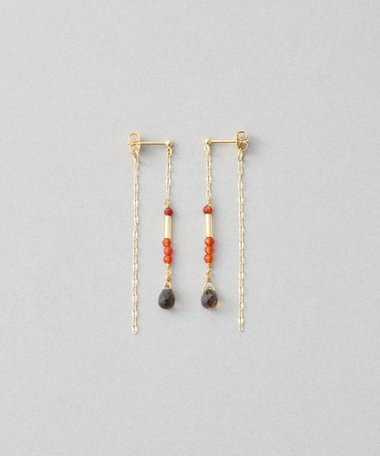 【先行予約】[パレット] ピアス カーネリアン×スモーキークォーツ