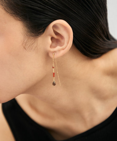 【先行予約】[パレット] ピアス カーネリアン×スモーキークォーツ
