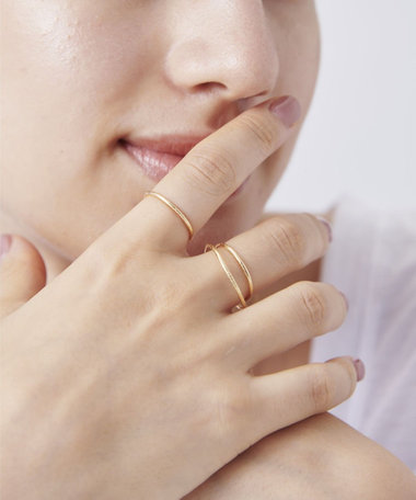 K18YG ドロー レイヤード リング